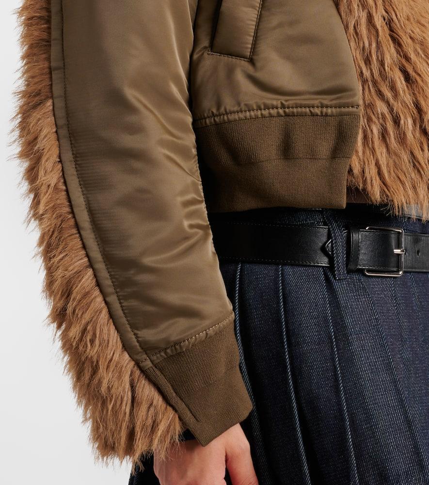 SACAI Faux Fur And Technical Jacket In Brown/multi Product Image