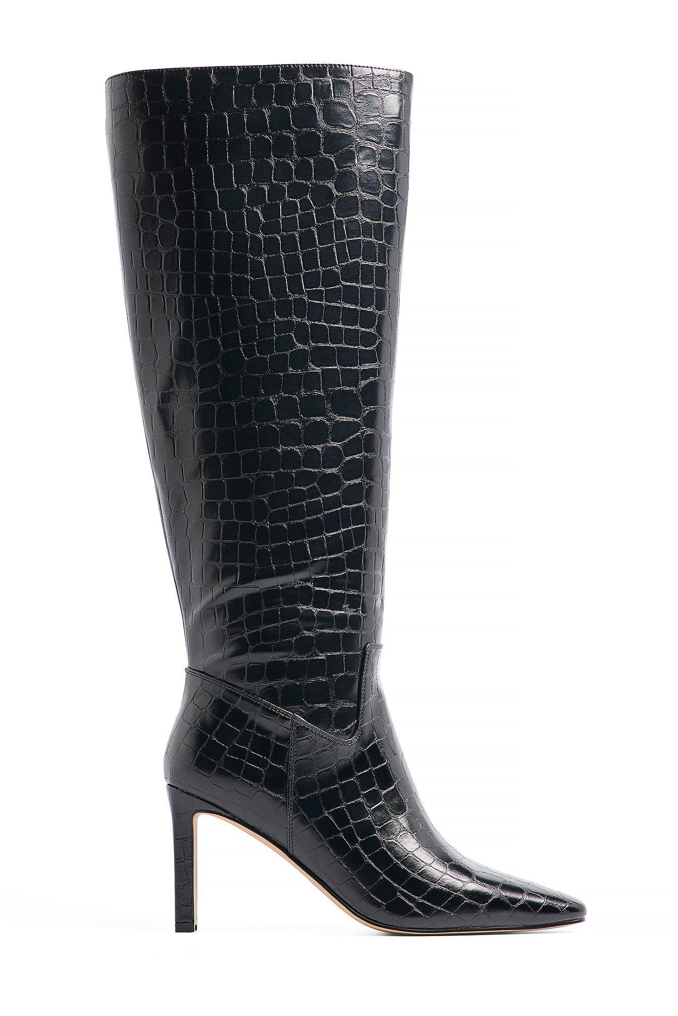 Squared Toe Croc Pattern Boots Product Image