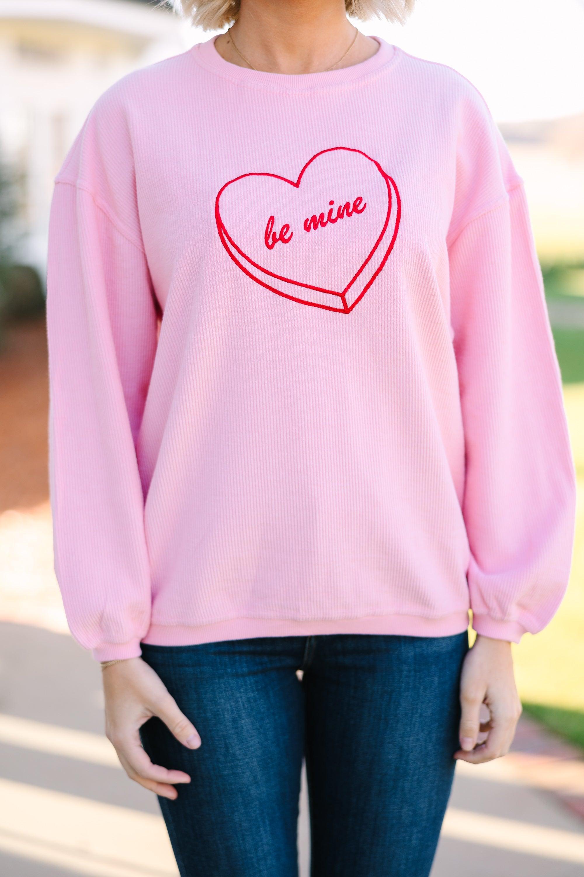 Be Mine Blush Pink Embroidered Sweatshirt Female Product Image