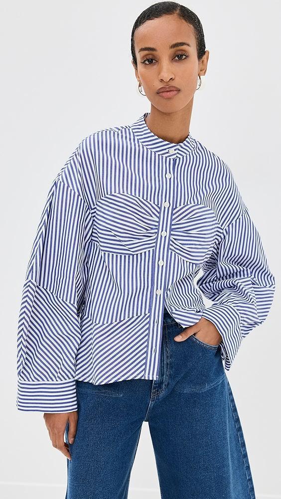 Kika Vargas Blue Stripes Cotton Rigoberta Top | Shopbop Product Image