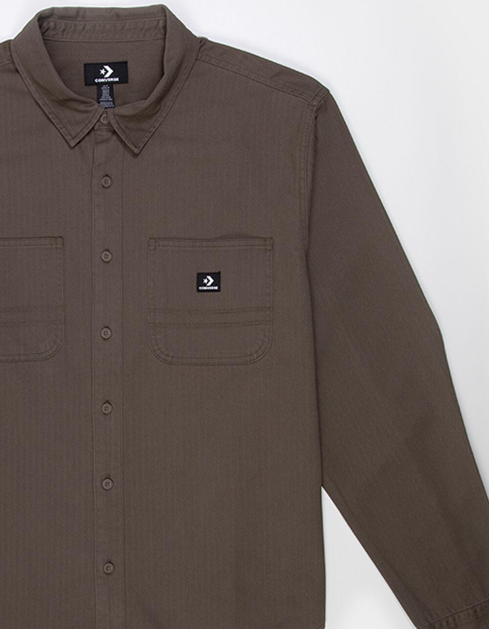 CONVERSE Washed Mens Button Up Shirt - TAUPE Product Image