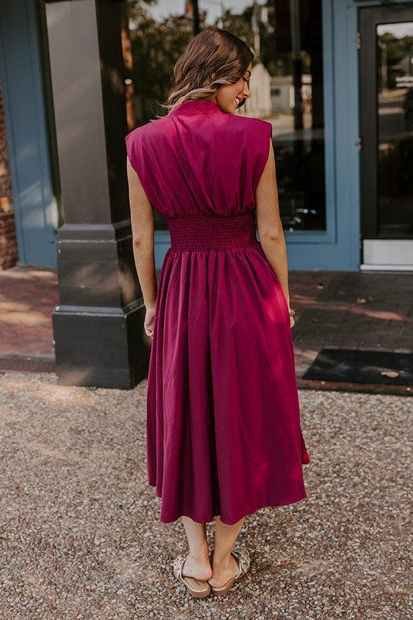 Chic Ensemble Midi Dress in Wine Product Image