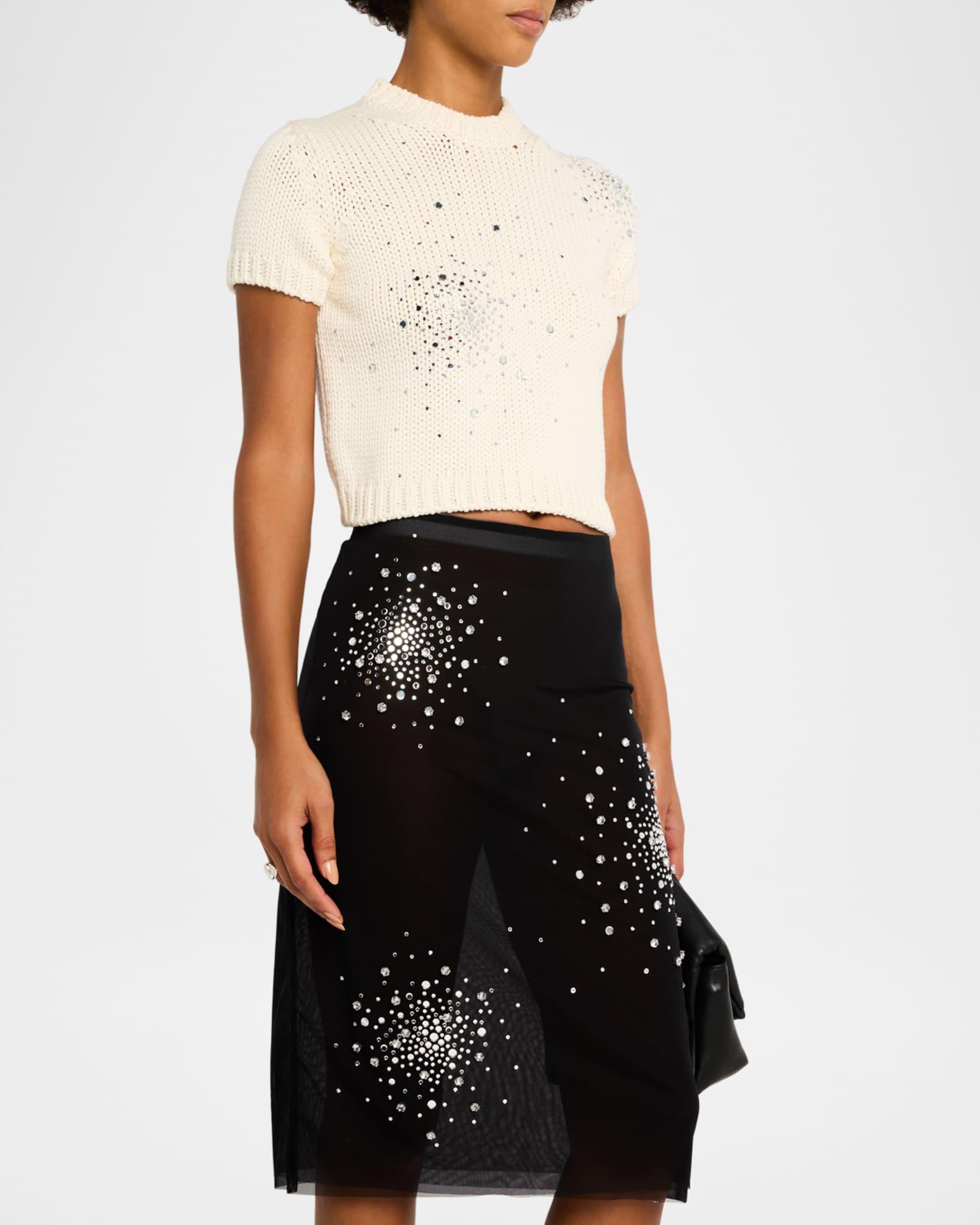 Embroidered Chunky Knit Crop Top Product Image