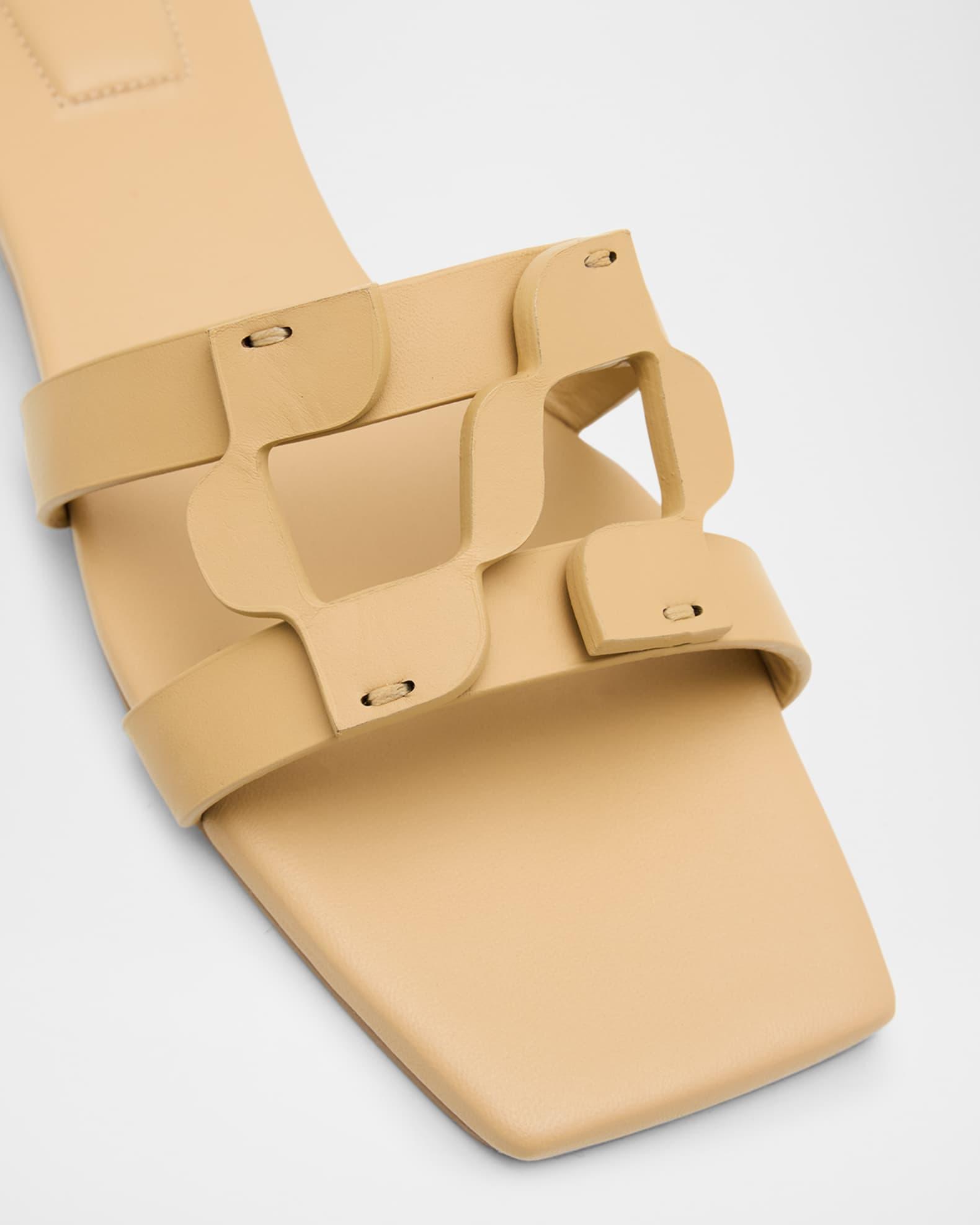 Leather Monogram Flat Slide Sandals Product Image