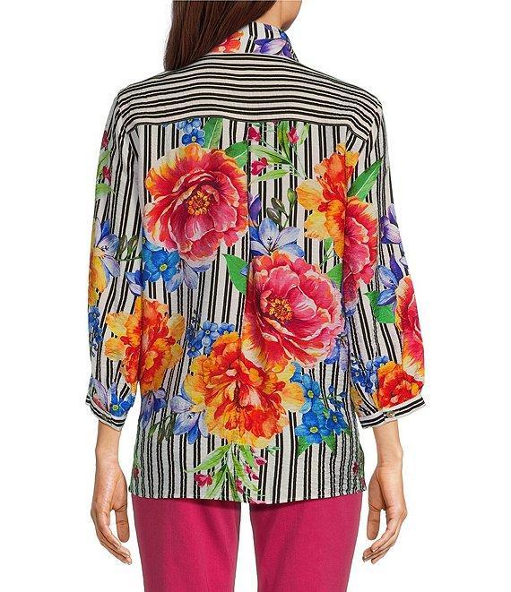 John Mark Wire Collar 3/4 Sleeve Print Woven Blouse Product Image