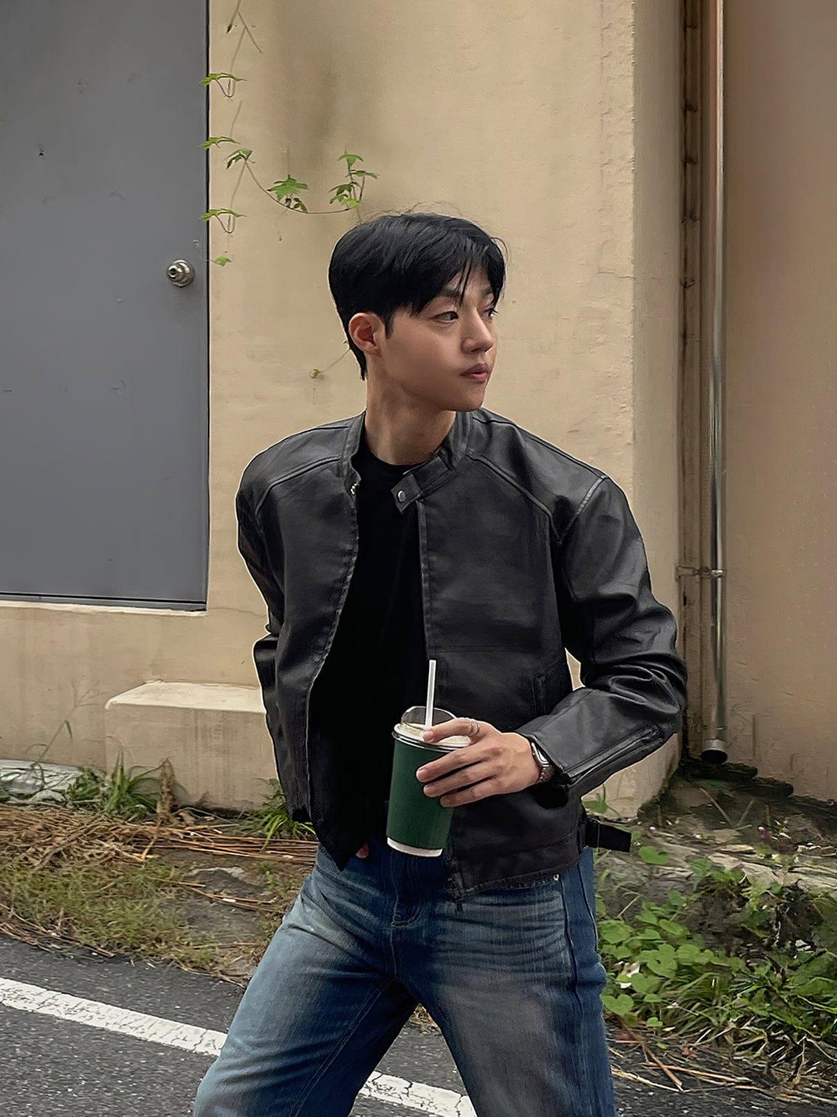 RT No. 12453 BLACK BIKER LEATHER JK Product Image