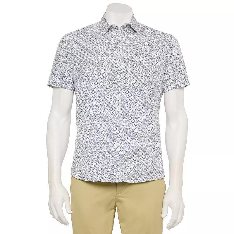 Men's FLX Performance Untucked-Fit Short Sleeve Button Down Shirt, Size: Small, Blue Water Product Image