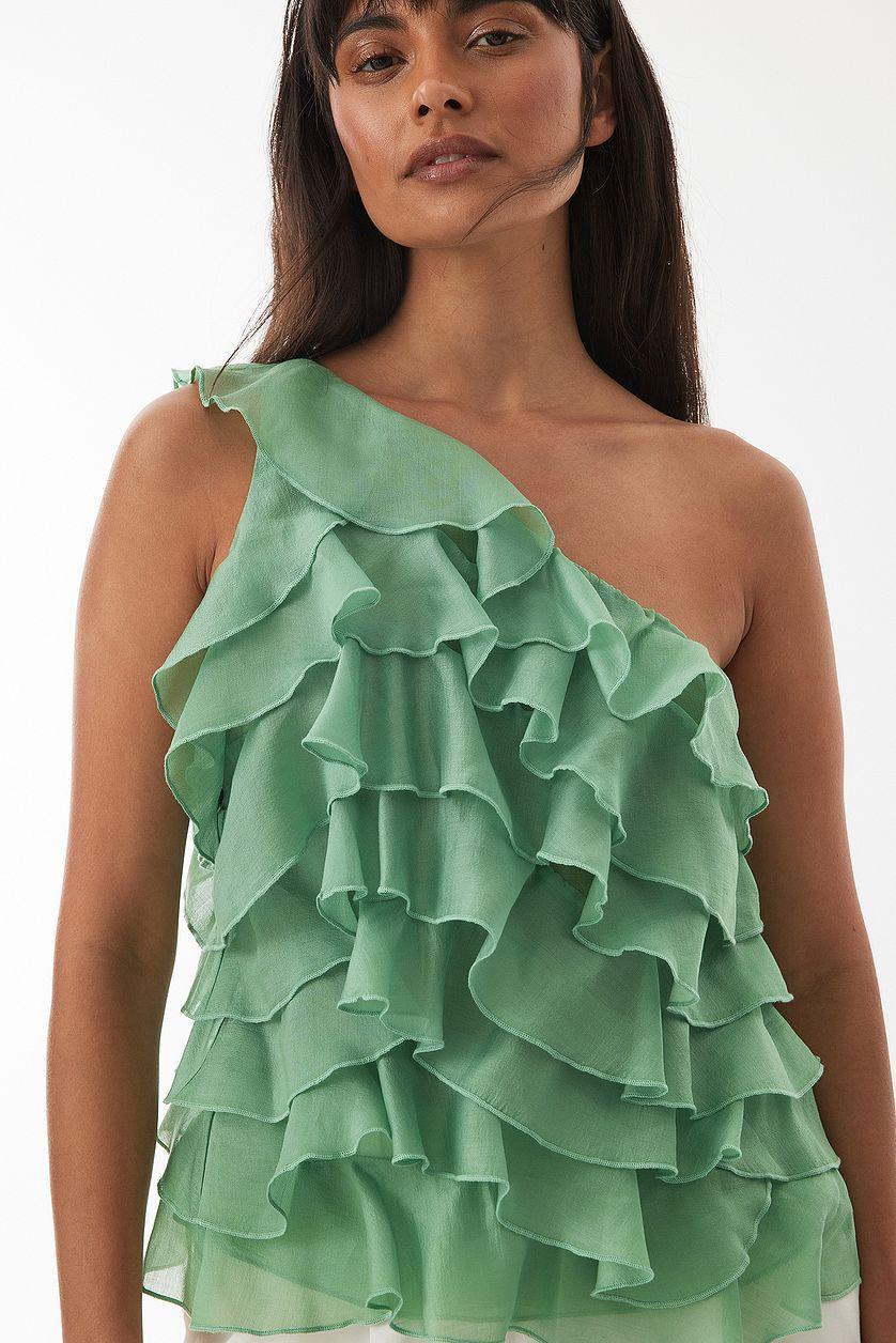One Shoulder Ruffled Top Product Image
