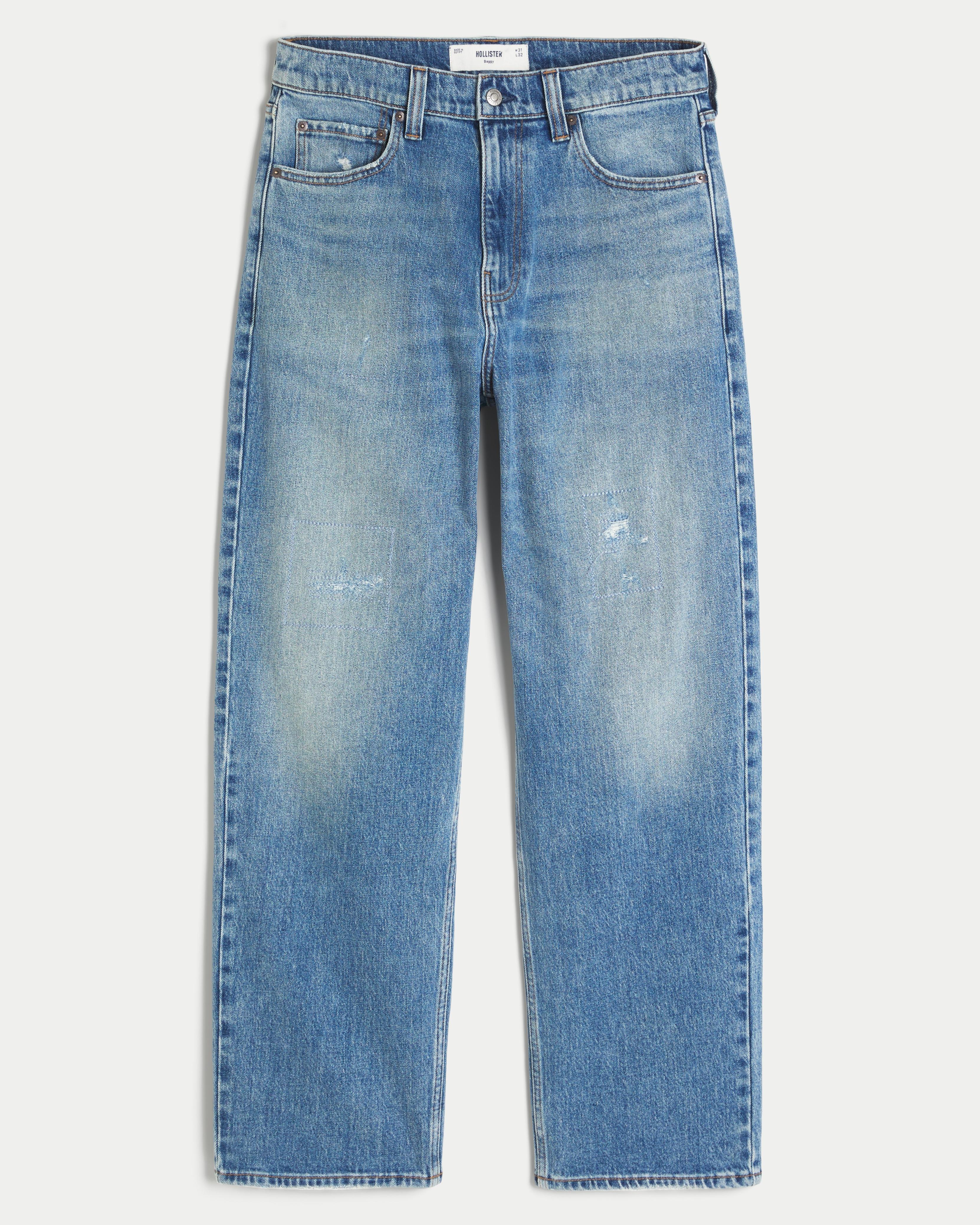 Distressed Medium Wash Baggy Jeans Product Image