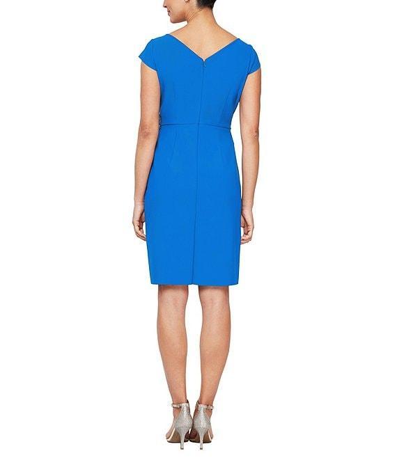 Alex Evenings Cap Sleeve Surplice V-Neck Cascade Ruffle Dress Product Image