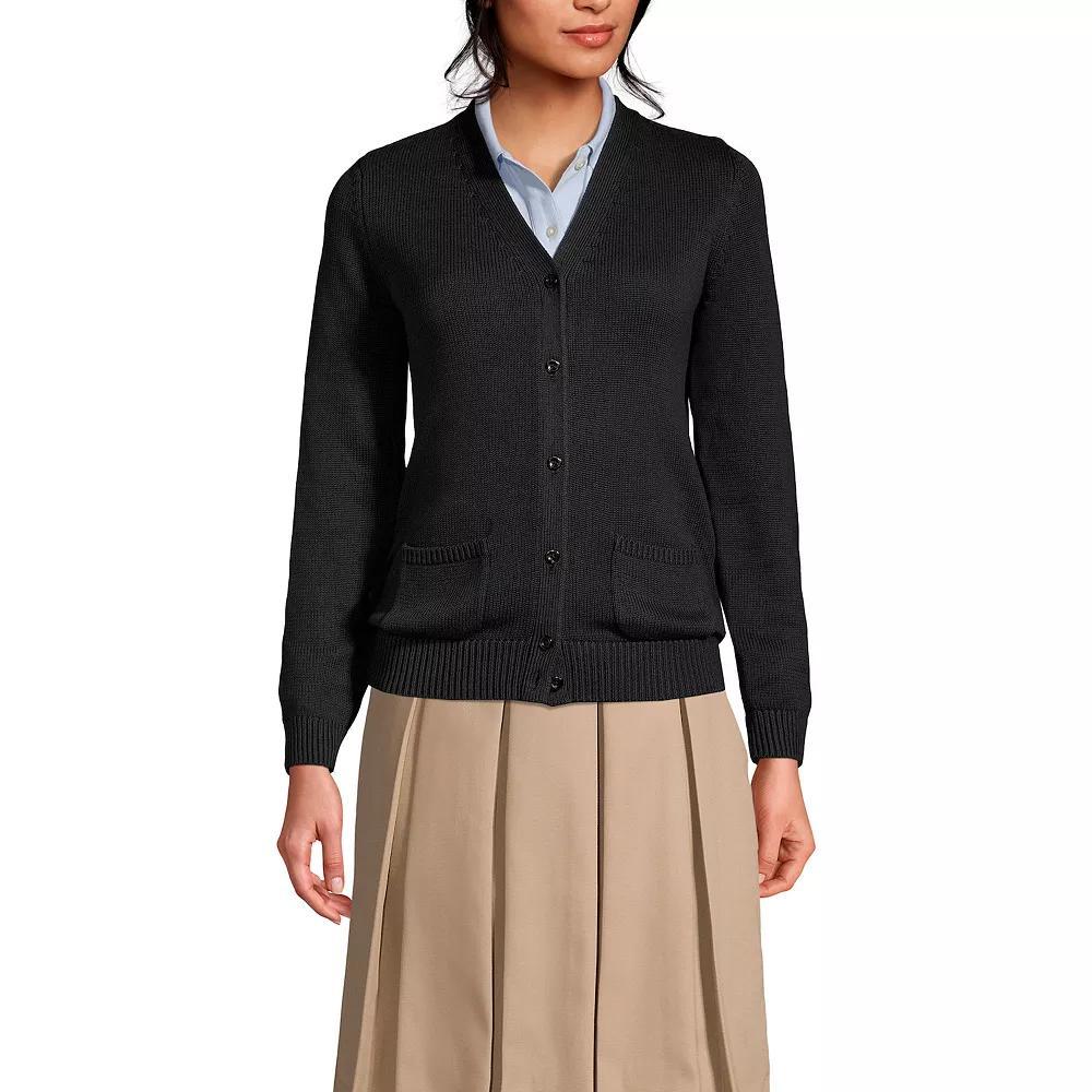 Women's Lands' End School Uniform Button Front V-Neck Cardigan Sweater,  Product Image