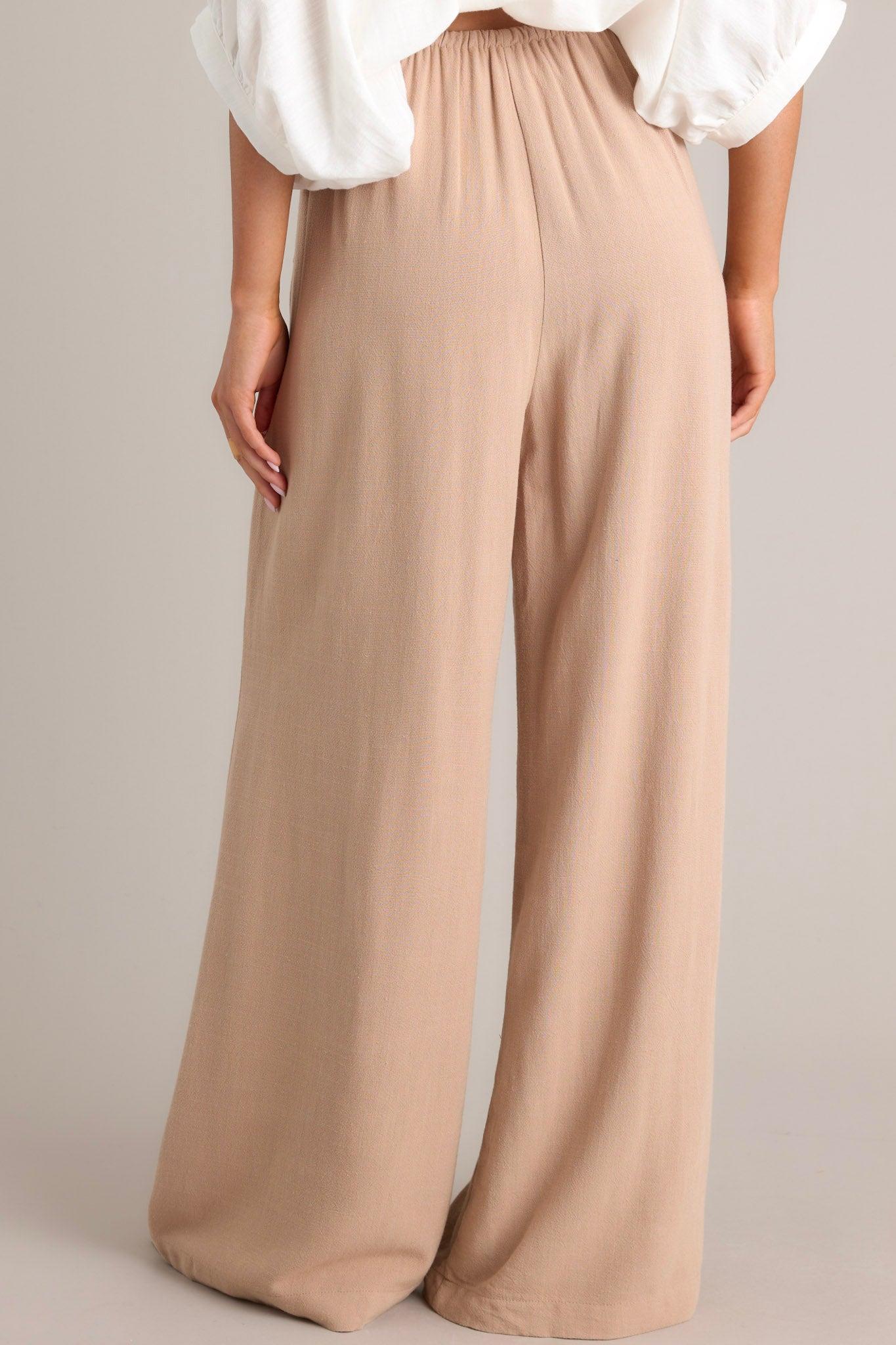 Effortless Elegance Tan Linen Blend Pants Product Image