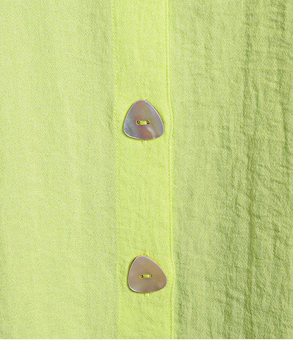 John Mark Plus Size Solid Wire Collar Short Dolman Sleeve Button Front Camp Shirt Product Image