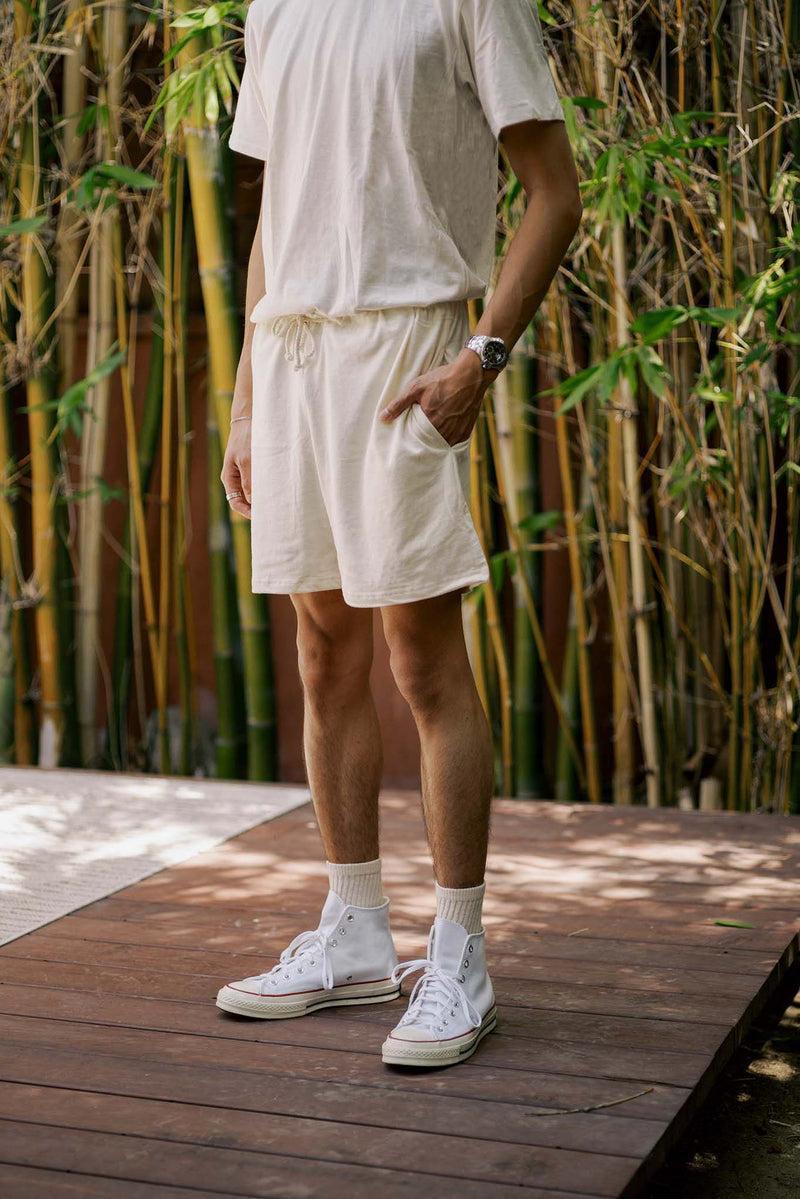 Men's Organic Drawstring Only Lounge Shorts in Natural Product Image