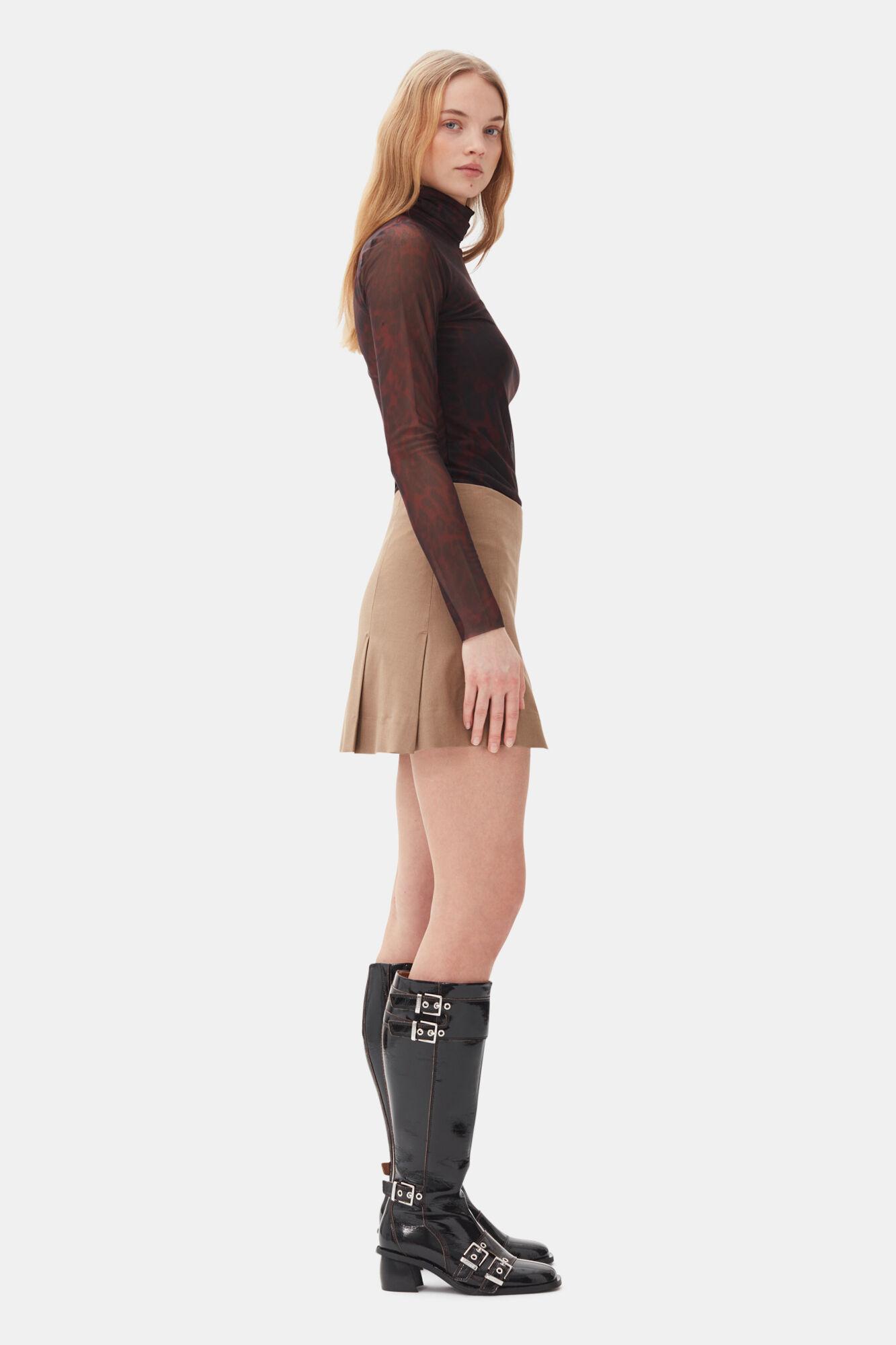 Brown Drapey Melange Mini Skirt Product Image