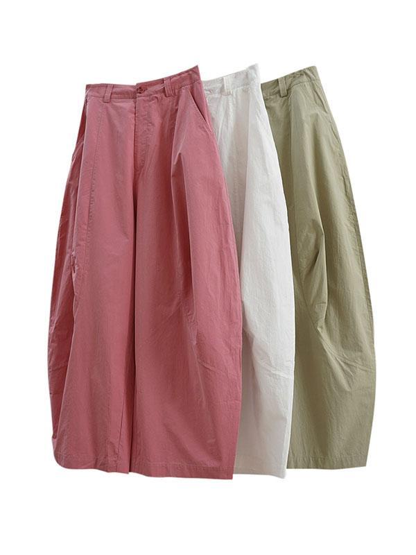 Loose Wide Leg Solid Color Split-Joint Casual Pants Bottoms Trousers Product Image