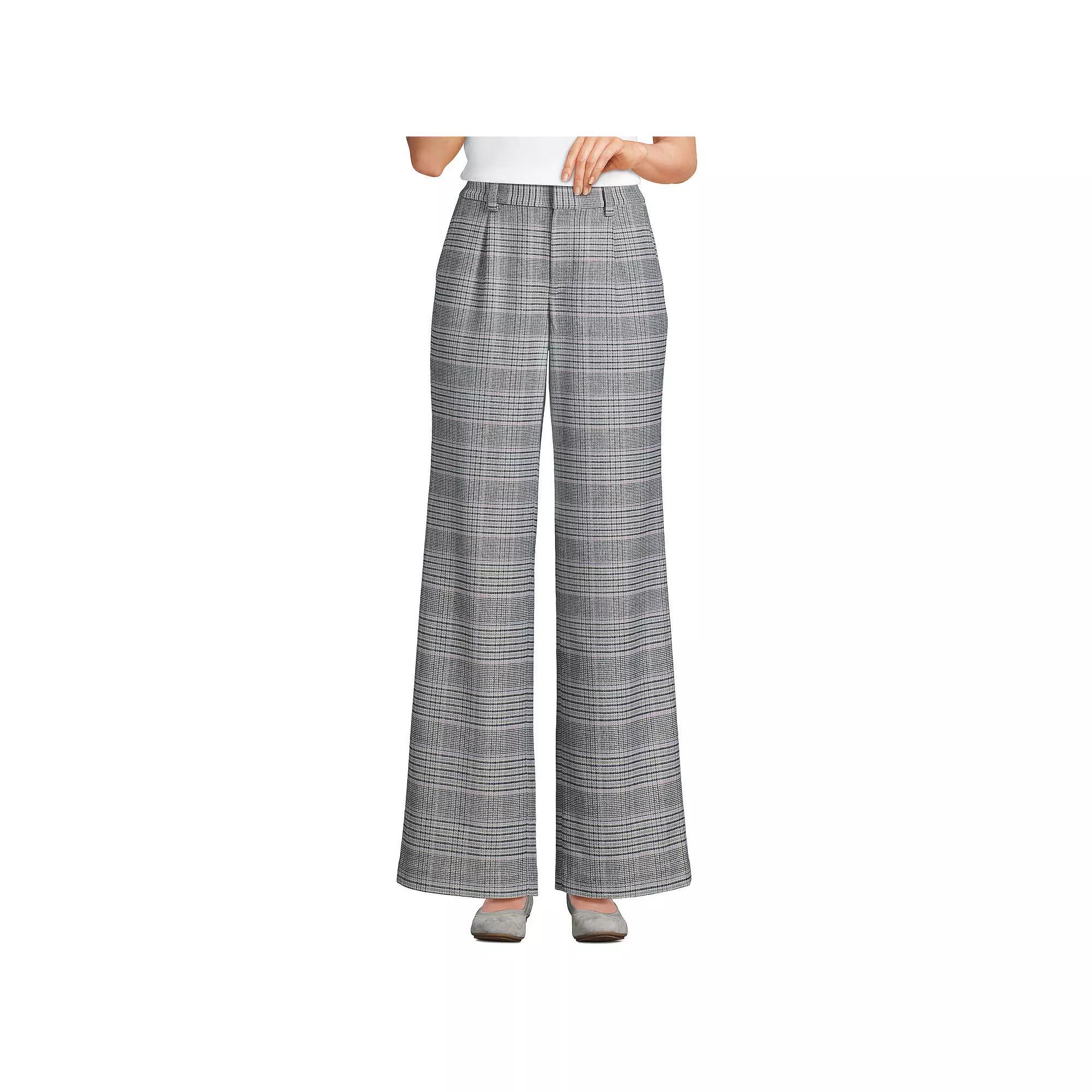 Petite Lands' End Brushed Flannel High-Rise Pleated Wide Leg Pants, Women's,  Product Image