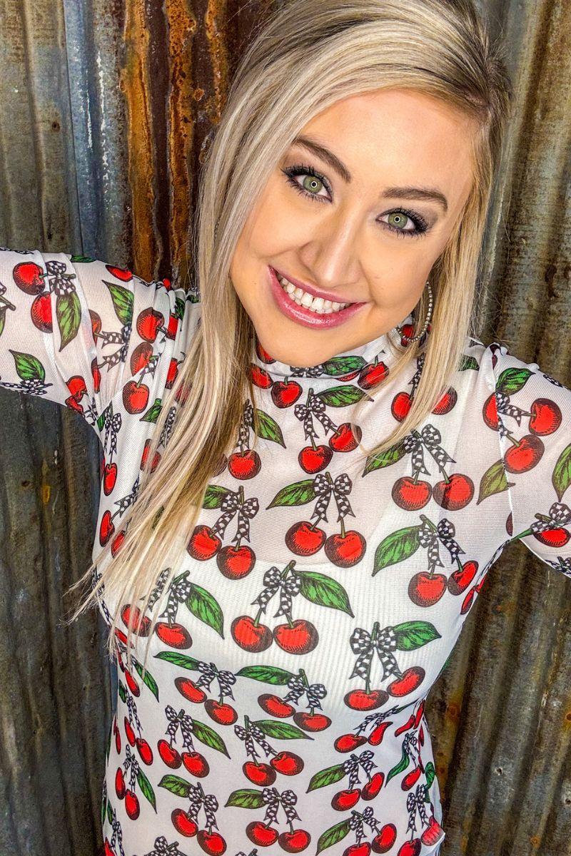 Sterling Kreek Cherry On Top Mesh Top Product Image