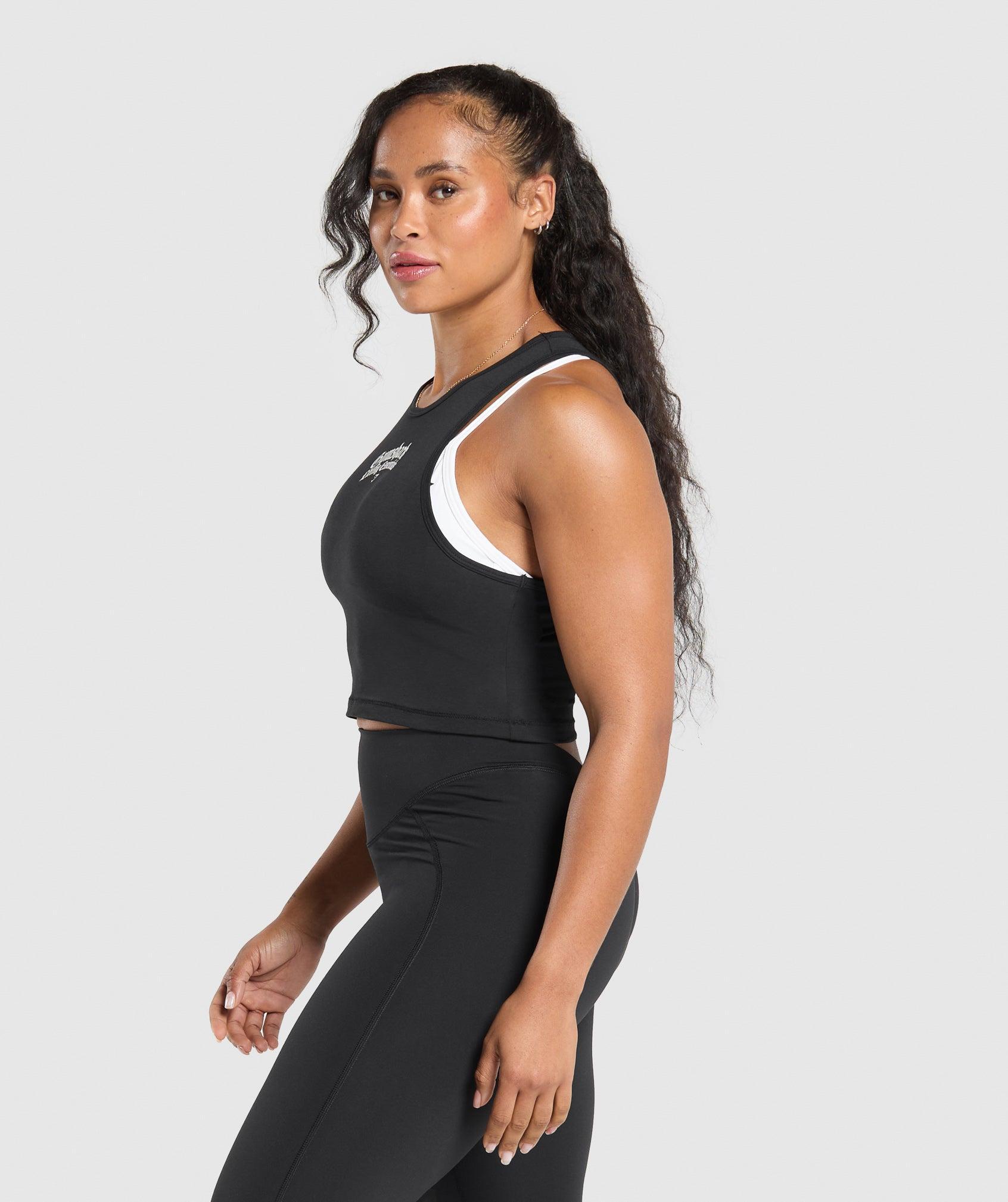 Gymshark Lifting Essentials Cropped Tank - Black Female Product Image