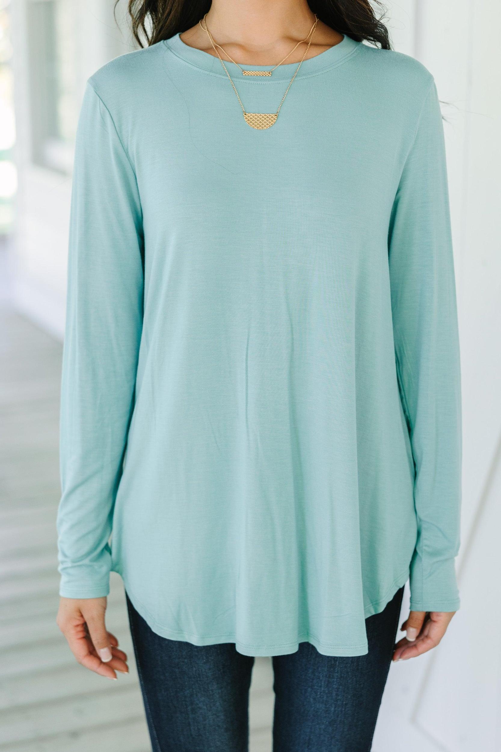 Won't Let You Down Light Sage Green Classic Top Female Product Image