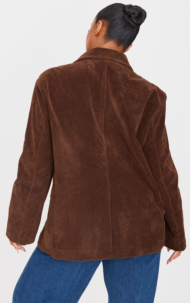 Plus Chocolate Faux Suede Longline Jacket Product Image