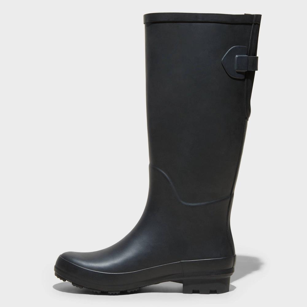 Womens Wide Width River Tall Rain Boots - A New Day Black 5W Product Image