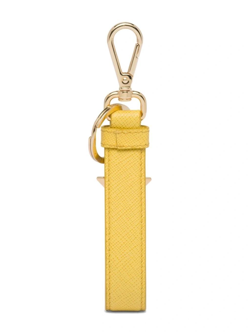 PRADA Triangle Logo Keyring In Yellow Product Image