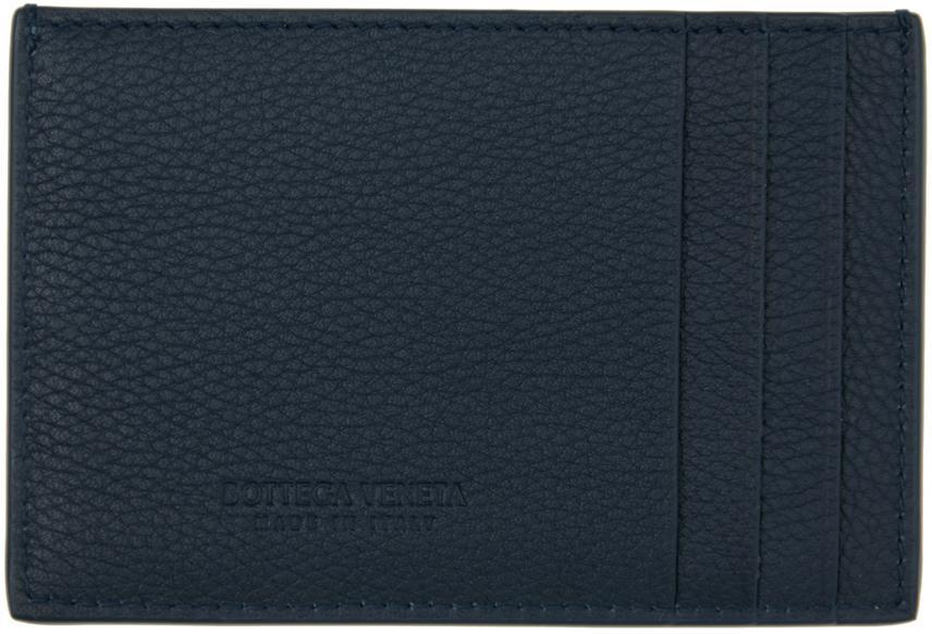 BOTTEGA VENETA Navy Credit Card Holder In 3124 Deep Blue/gold Product Image