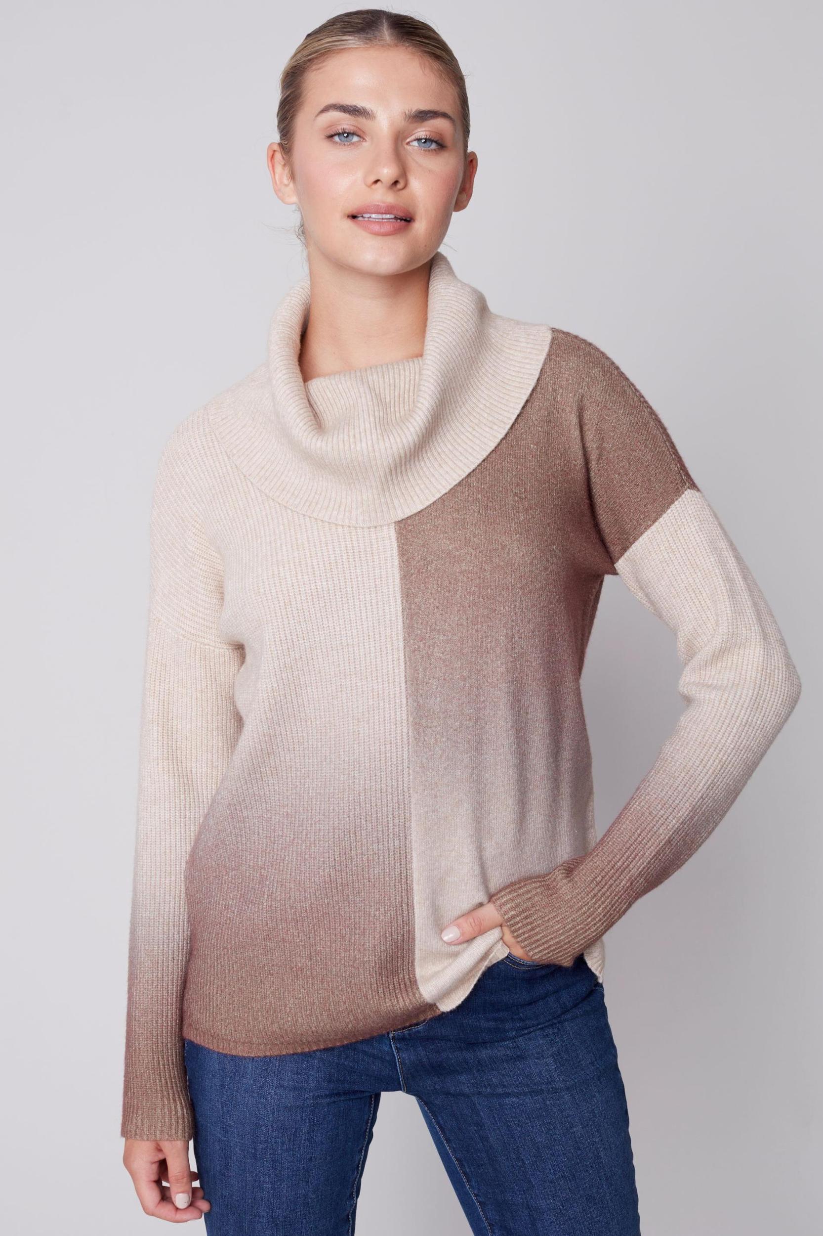 Ombre Cowl Neck Sweater Product Image