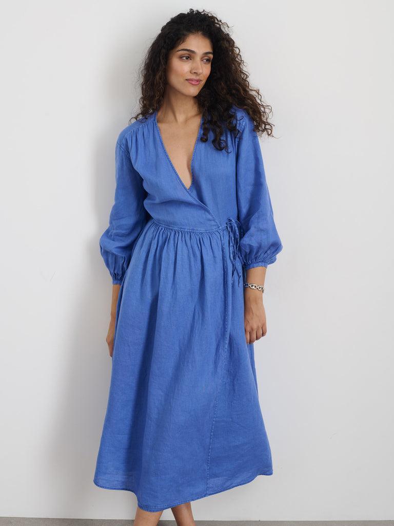 Lauren Wrap Dress In Linen Product Image