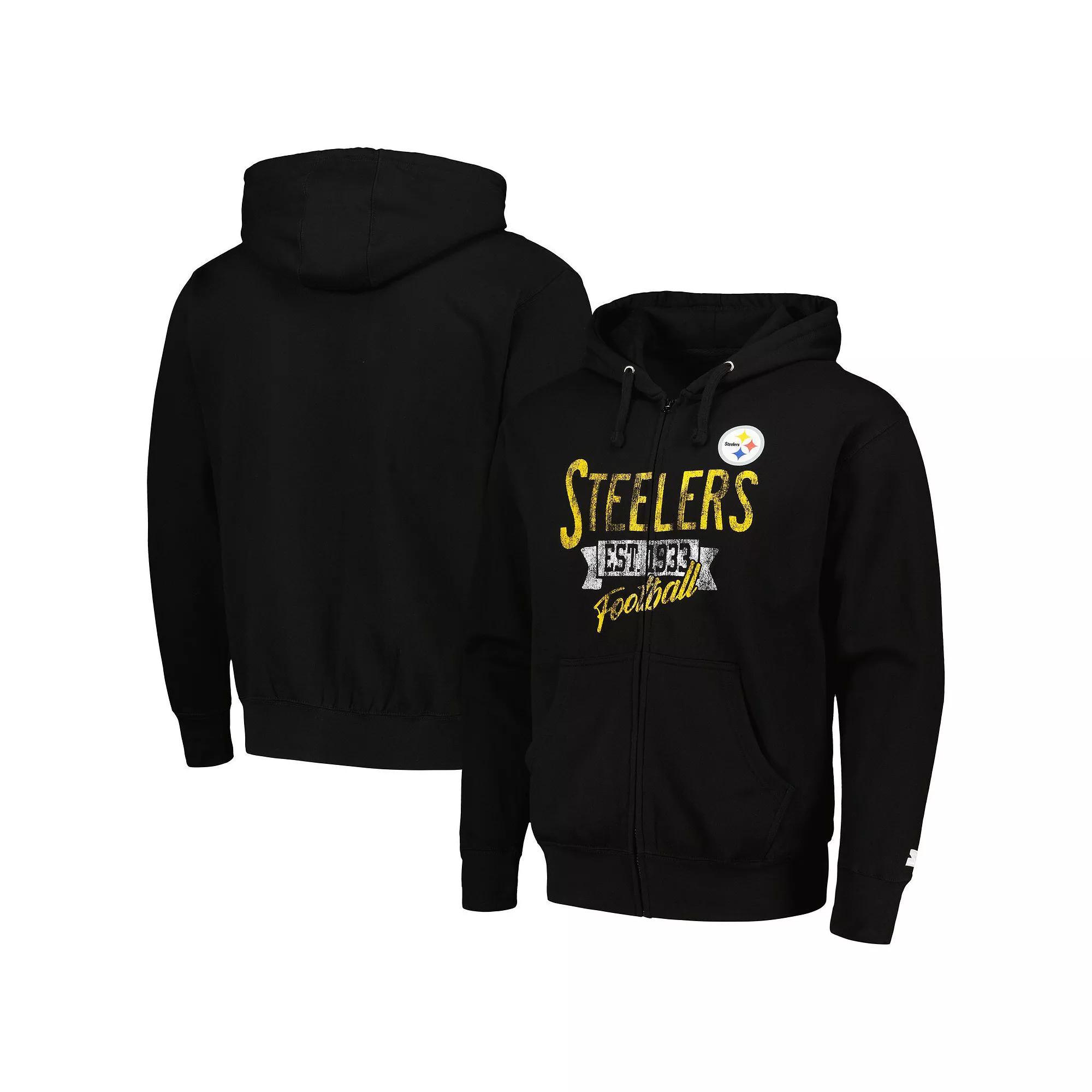 Men's Starter Black Pittsburgh Steelers Domestic Post Season Full-Zip Hoodie,  Product Image