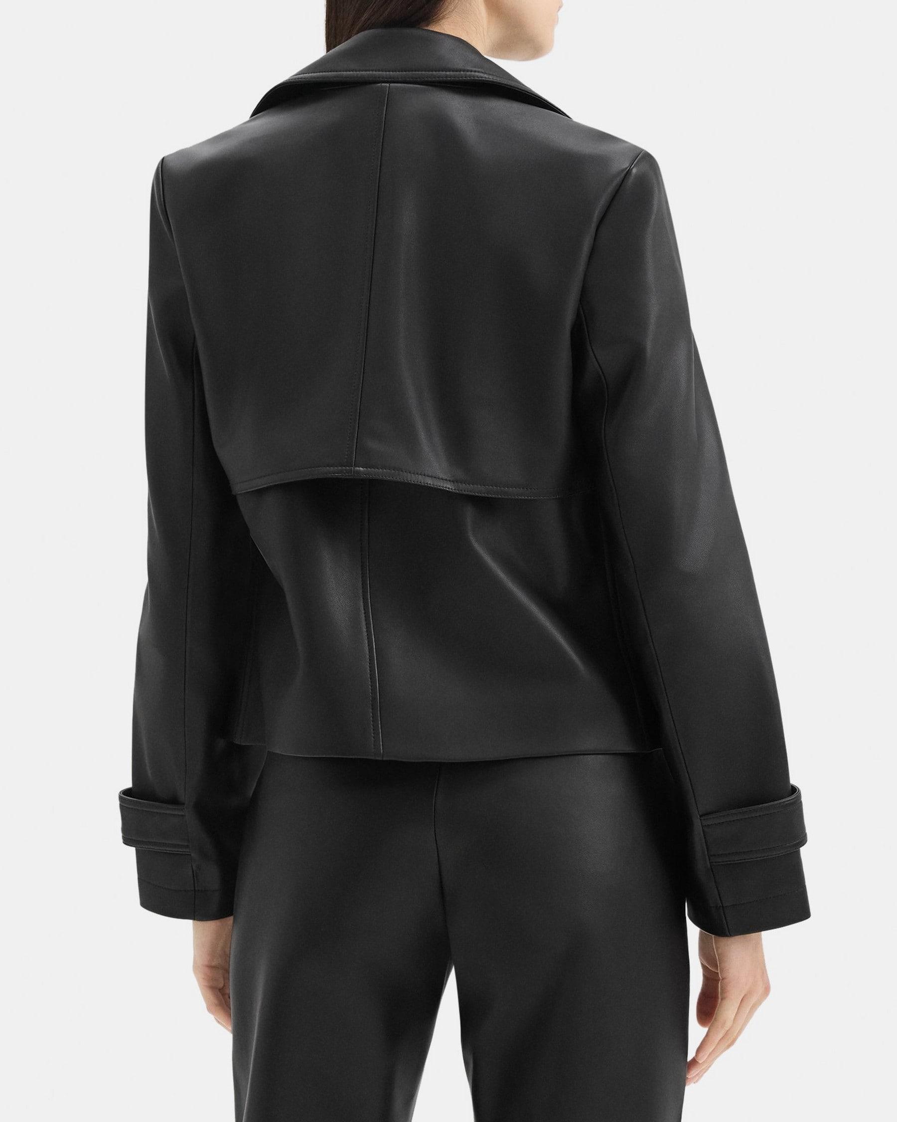 Cropped Coat in Leather Product Image