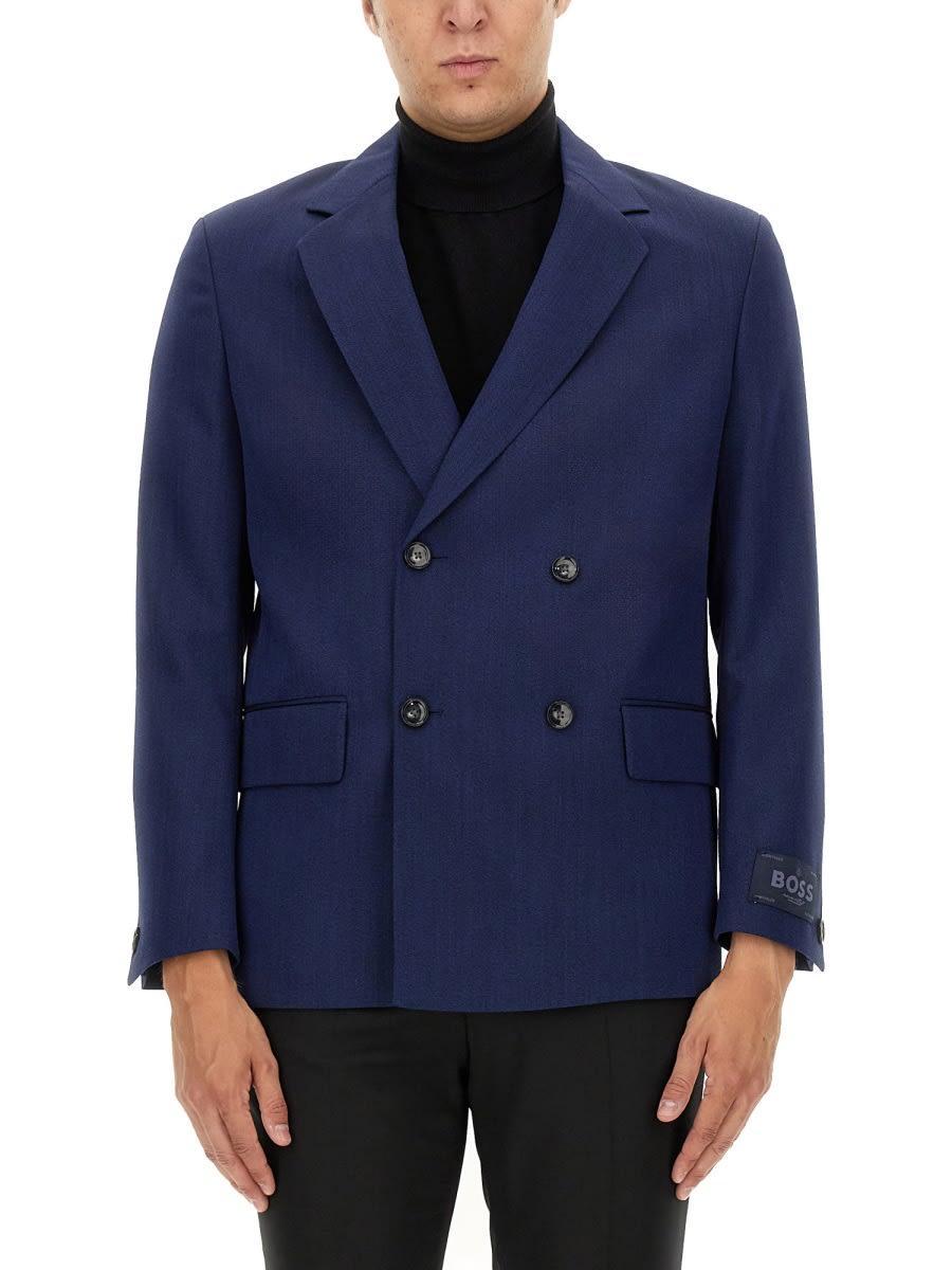 HUGO BOSS Double-breasted Jacket In Blue Product Image