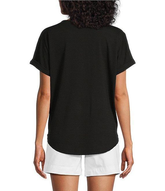 Westbound Short Sleeve Henley Neckline Knit Top Product Image