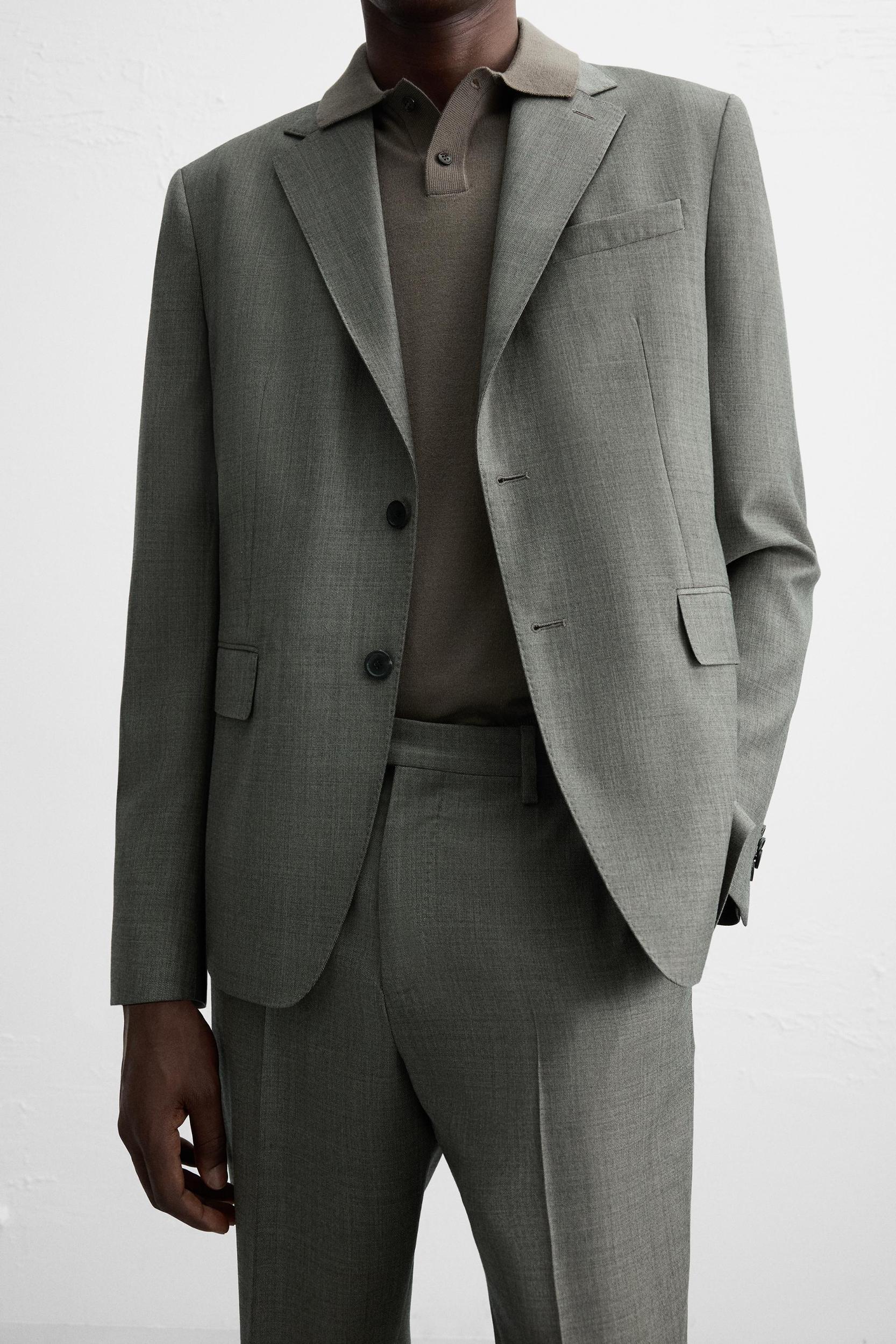 100% WOOL TEXTURED SUIT BLAZER Product Image