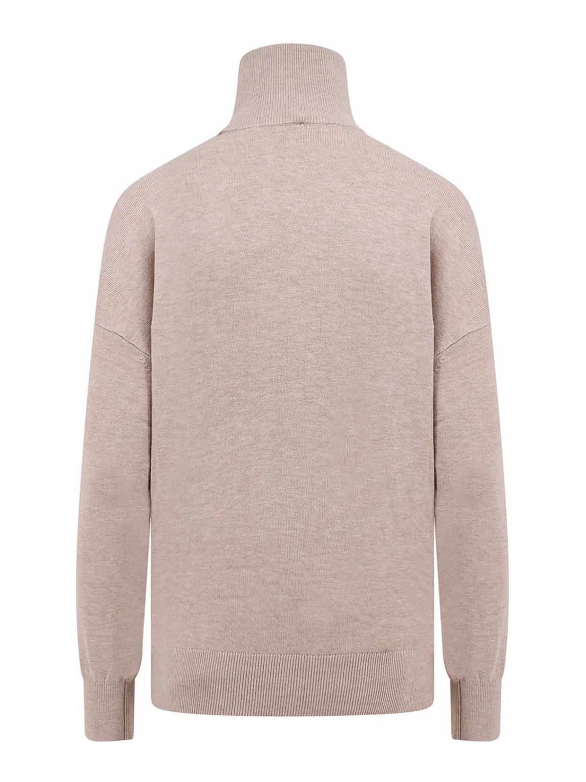 ISABEL MARANT Viscose And Wool Sweater With Zip Detail In Beige Product Image