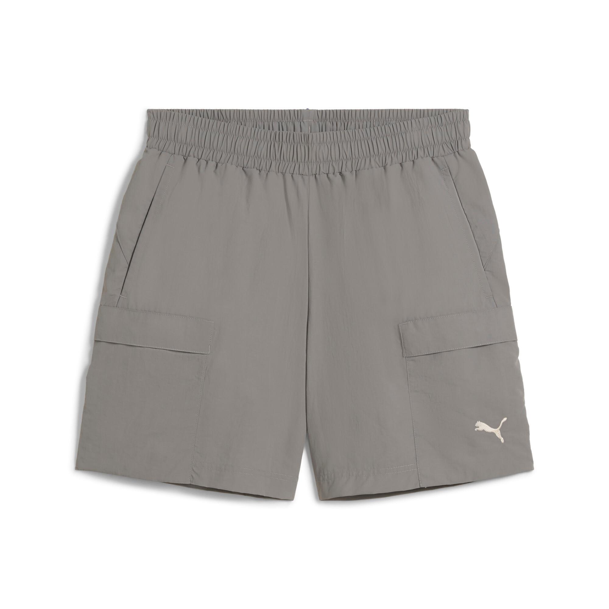 PUMA WARDROBE ESSENTIALS Men's Relaxed 6" Cargo Shorts in Grey Product Image