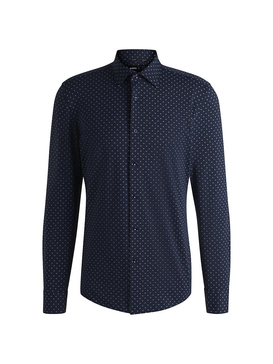 Mens Slim-Fit Shirt in Geometric-Print Performance-Stretch Fabric Product Image