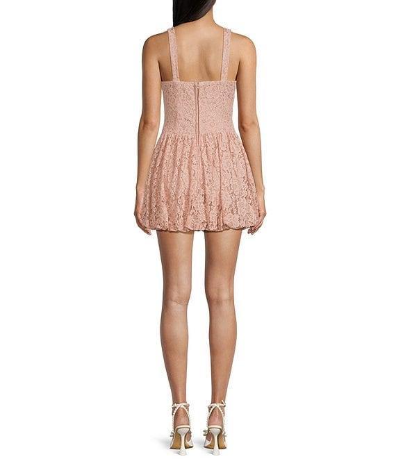 City Vibe Split V-Neck Bubble Skirt Dress Product Image