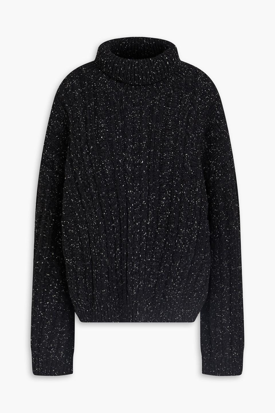 TOTÊME Cable-knit Wool-blend Turtleneck Sweater In Black Product Image