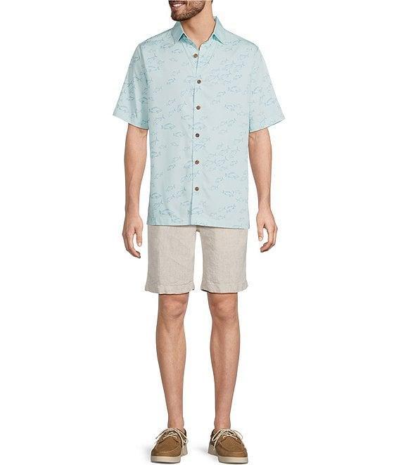 Caribbean Fish Print Short Sleeve Woven Shirt Product Image