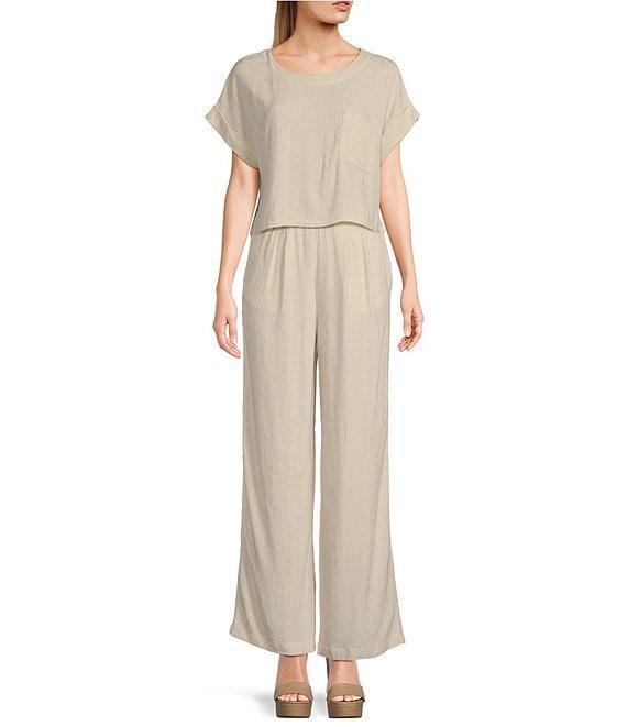 Blu Pepper Short Sleeve Linen Blend Coordinating Box Top Product Image