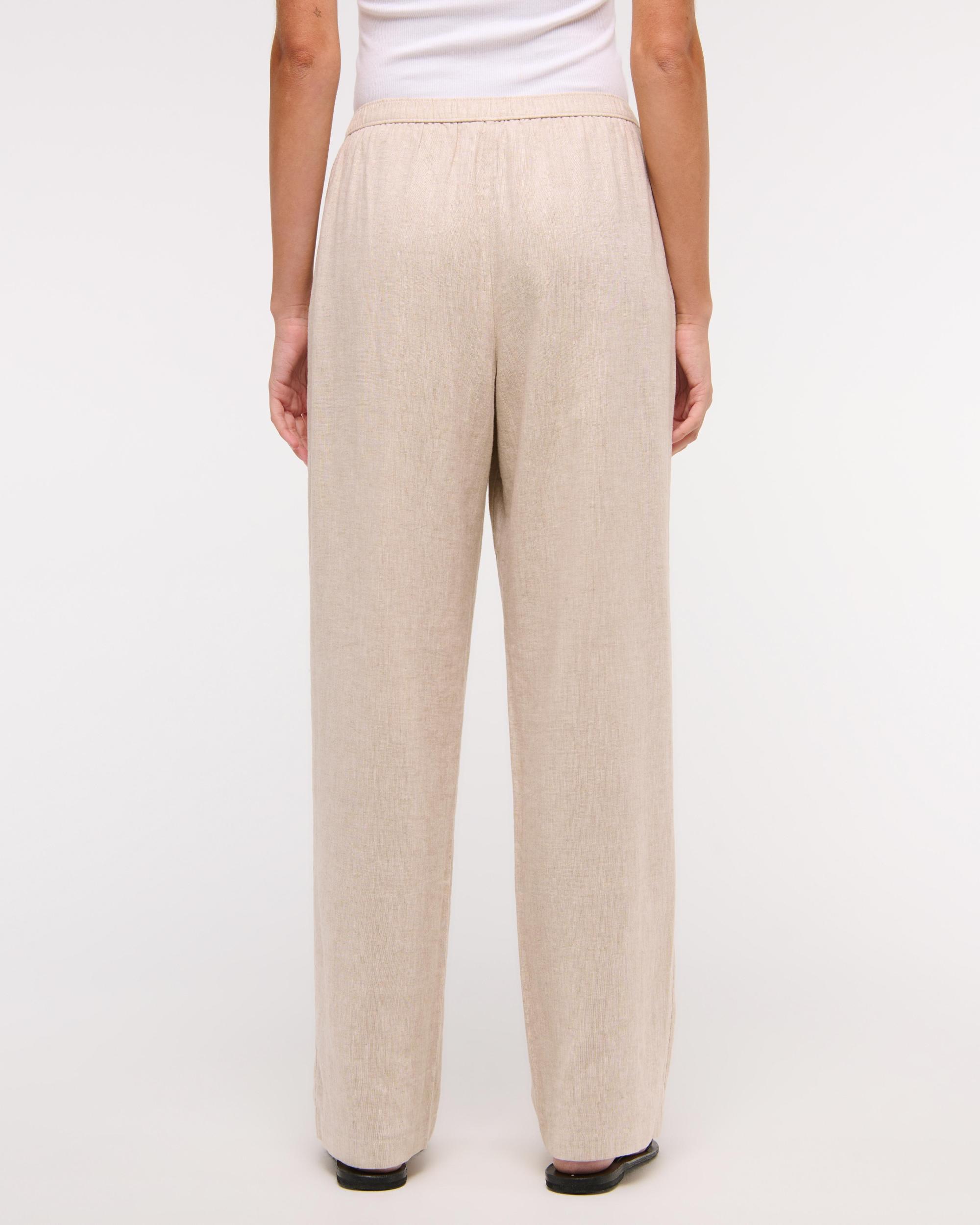 Straight Linen-Blend Pull-On Pant Product Image