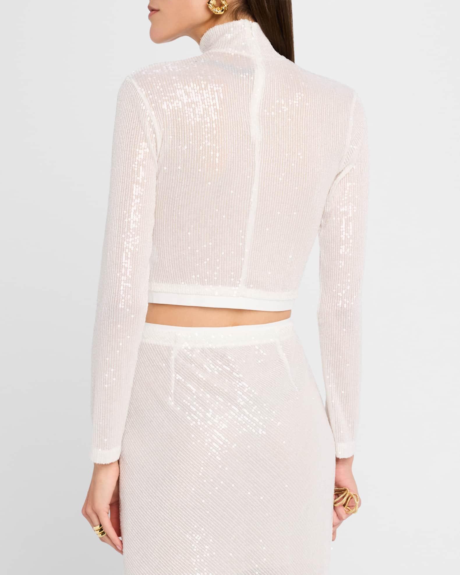 Sequined Mock-Neck Crop Top  Product Image