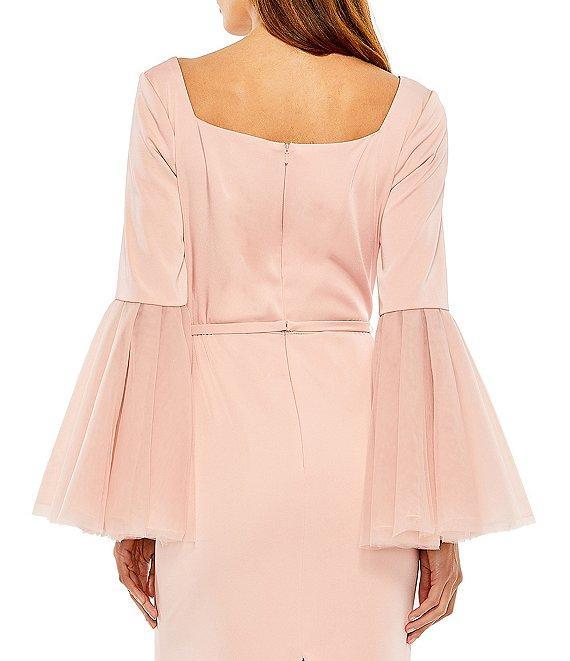 Mac Duggal Long Flounce Sleeve Square Neck Sheath Gown Product Image