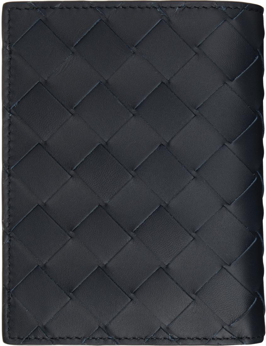 BOTTEGA VENETA Navy Flap Wallet In 4057-space/cobsilver Product Image