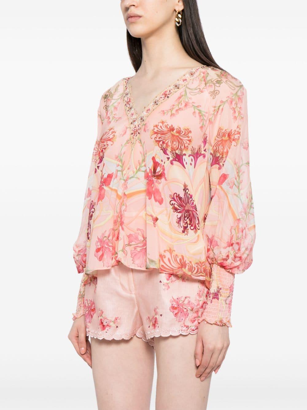 floral-print chiffon blouse Product Image