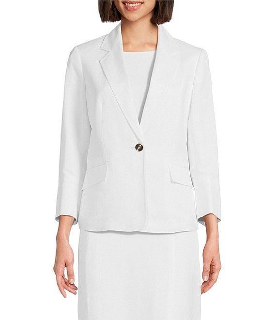 Kasper Linen Blend Notch Collar One-Button Jacket Product Image