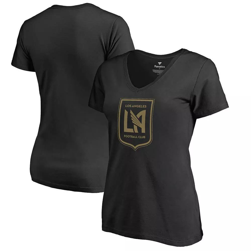 Women's Fanatics Branded Black LAFC Logo Primary V-Neck T-Shirt,  Product Image