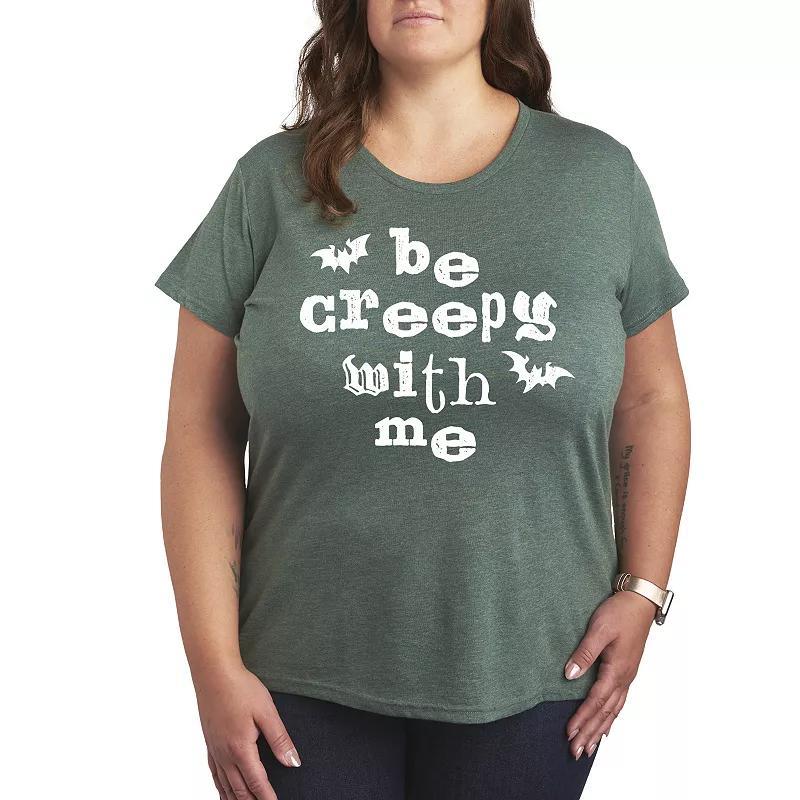 Plus Size Be Creepy With Me Graphic Tee, Women's, Size: 1XL, Grey Dark Red Product Image